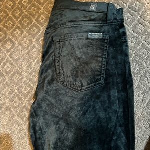 7 for All Mankind emerald green velvet denim style pants. Sz 26 x 28 high rise